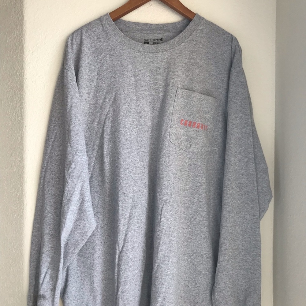 Carhartt Loose Fit Long Sleeve Shirt Men's size XL Gray w/ Right Sleeve Blemish